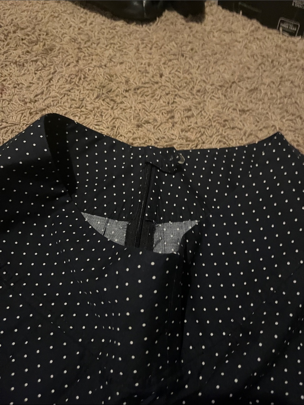 Liz Claiborne Black and White Polka Dot Skater Skirt with Figurine Border - Picture 4 of 4
